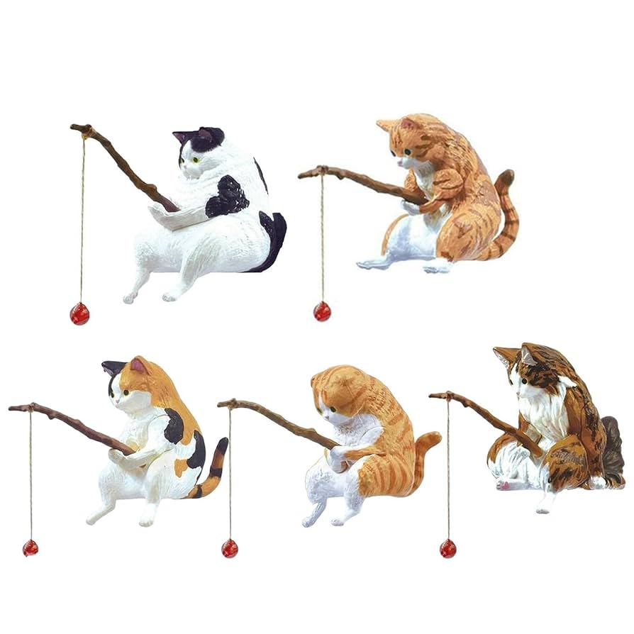 Amazon.co.jp: 樹脂 アクアリウム釣り猫日和水槽 オブジェ